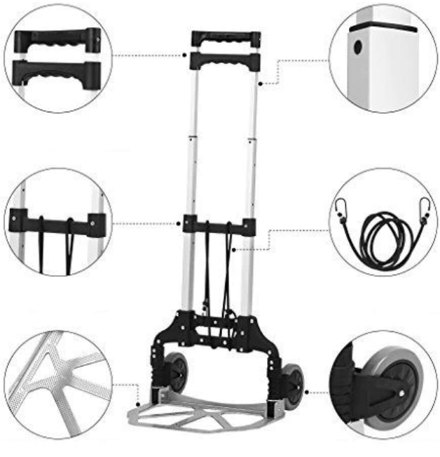 Carucior multifunctional pliabil cu platforma si roti max 70kg, extensibil, sistem antialunecare, 100cm