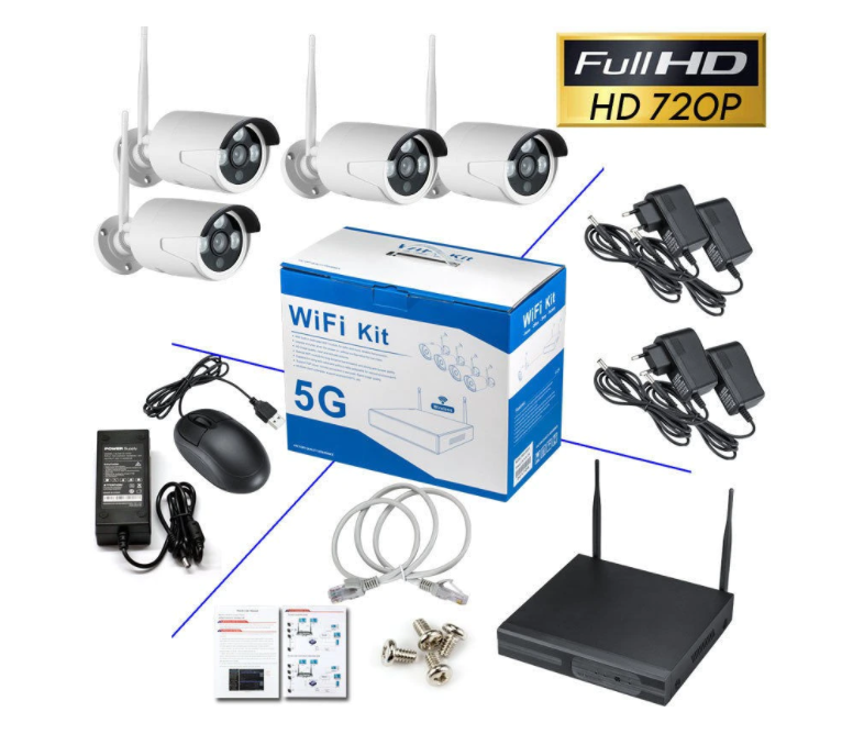 Kit supraveghere Smart Gadget, Kit Nvr + 4 Camere Wireless, IP, HD, WiFi