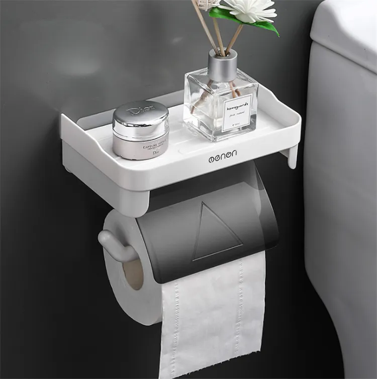 Suport pentru hartie igienica fara gaurire, ABS, Alb