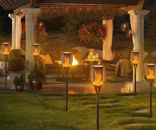 Lampa solara tip torta cu efect flacara 51.5 cm