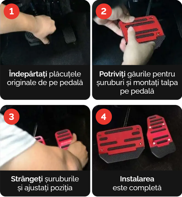 Plăcuțe Antiderapante Pe Pedalele Mașinii - GripMax