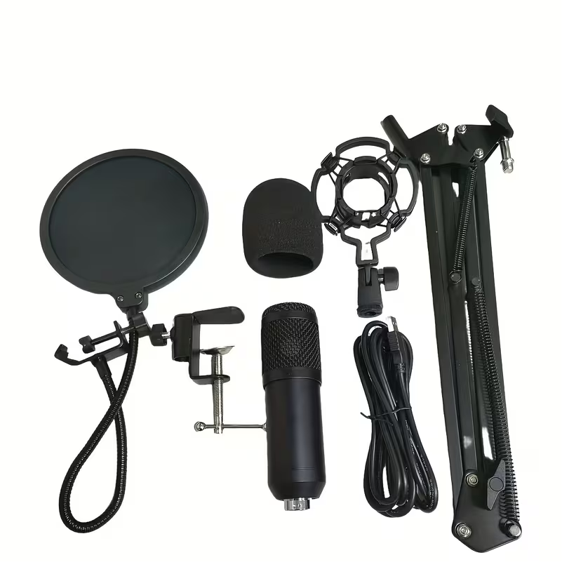 Pachet de microfon podcast, schimbator de voce, microfon cu condensator de studio
