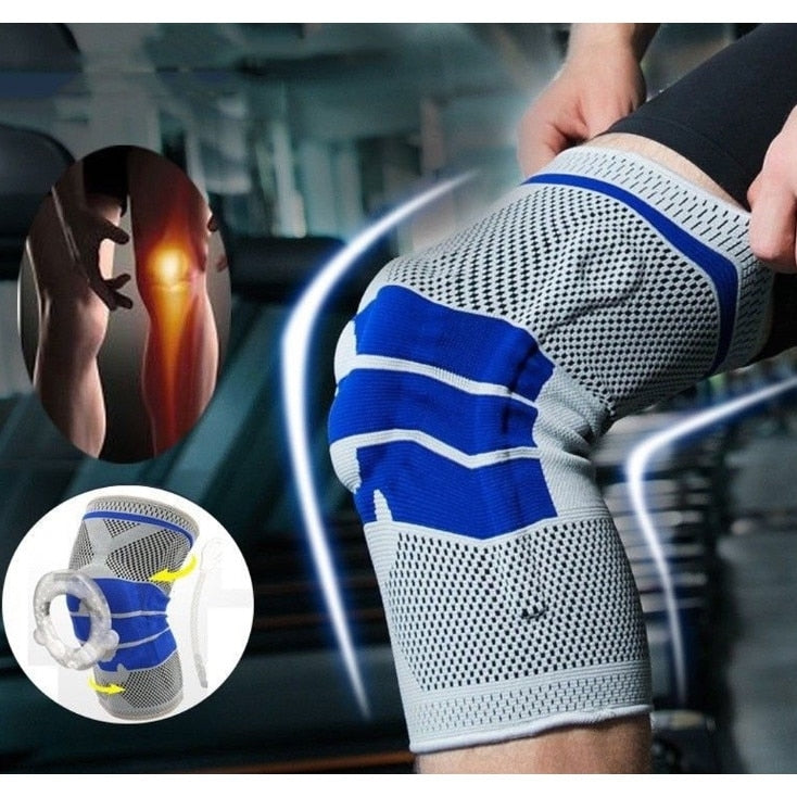 Genunchiera, pentru Genunchi si Activitati Sportive, din Material Respirabil, cu Arcuri Metalice, Pernita Silicon