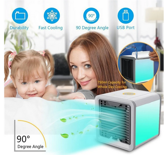 Mini aparat portabil pentru racit aerul, lumina ambientala, alimentare USB