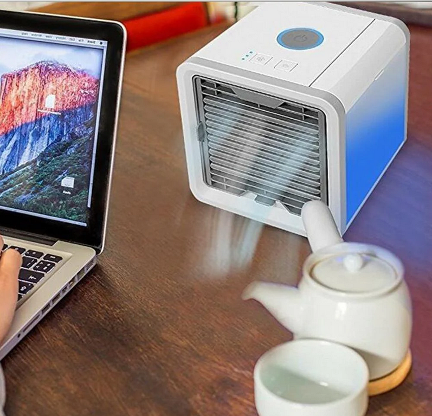 Mini aparat portabil pentru racit aerul, lumina ambientala, alimentare USB