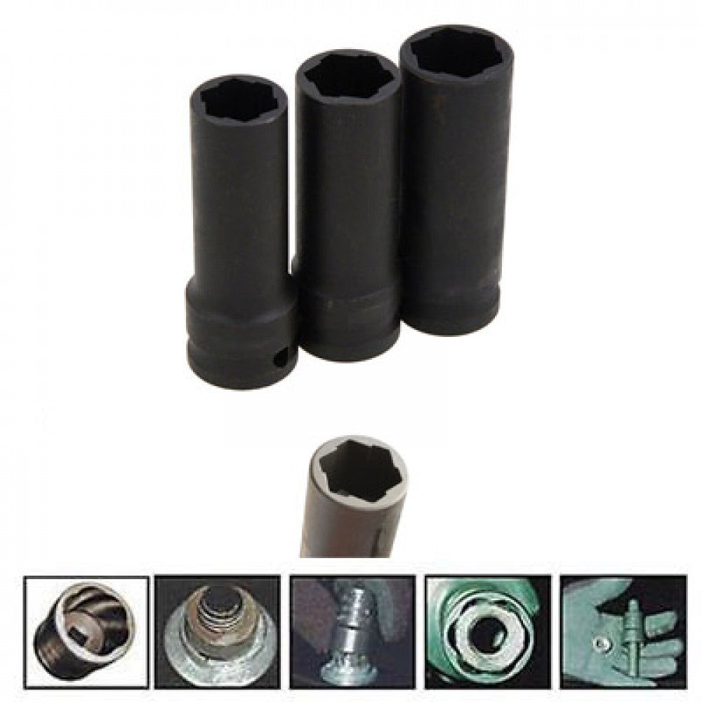 Set pentru demontare prezoane si suruburi uzate, 3 tubulare