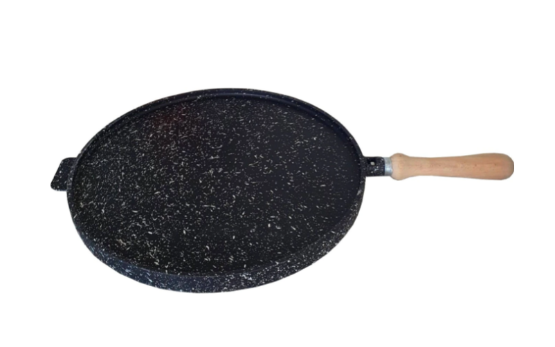 Tigaie grill cu doua fete Harlem® Granit 36S, Suprafete din granit antiaderent, Maner din lemn, Suprafata neteda si suprafata grill, Diametru 34 cm, Negru
