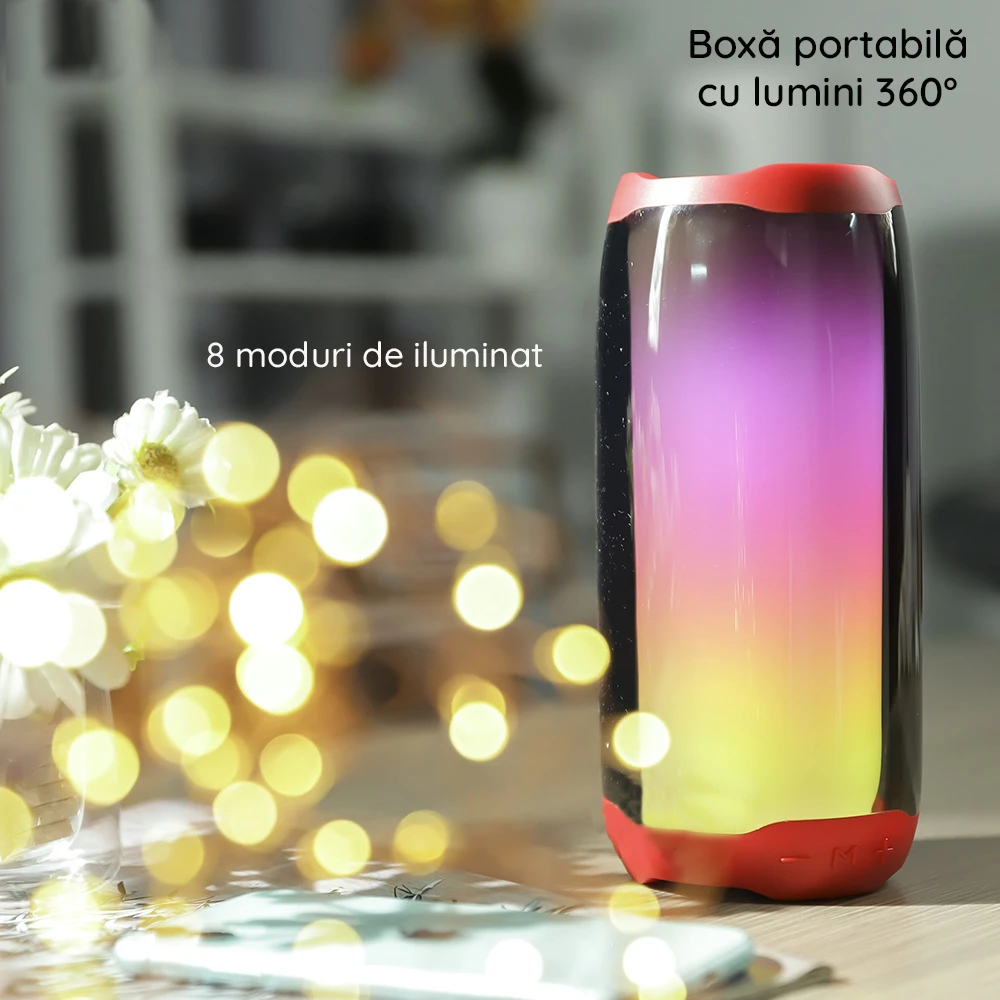 Boxa Portabila PLUSE 5 cu Subwoofer Partybox, Smart Sound Stereo, BT, Smart Light, Aux+USB+Card
