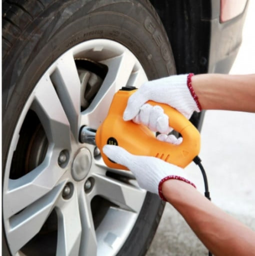 Cric Auto Electric de 12V DC si Cheie cu Impact Pentru Jante, cu Instrument Galben de Ridicare