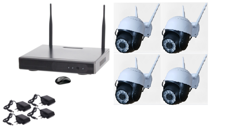 Sistem Supraveghere WIFI 4 Camere Rotative Exterior HD 720P Wireless