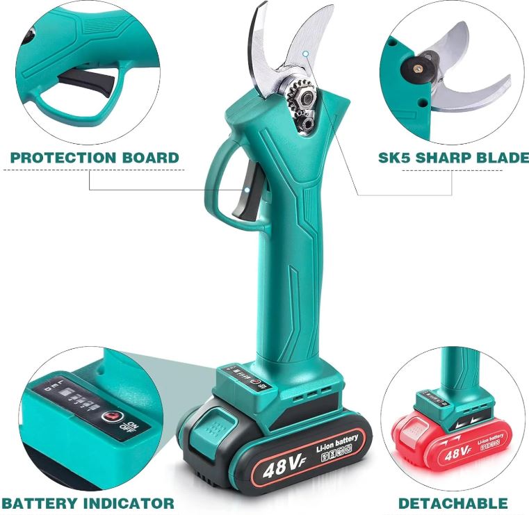 Foarfeca electrica pentru vita de vie si crengi, 2 acumulatori 21V-48V, Garantie 36 Luni