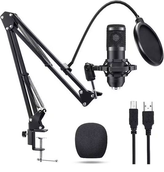 Pachet de microfon podcast, schimbator de voce, microfon cu condensator de studio
