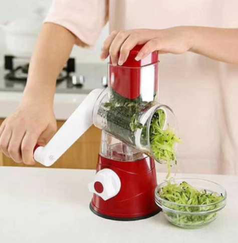 Razatoare manuala Tabletop Drum Grater pentru legume cu 3 lame interschimbabile