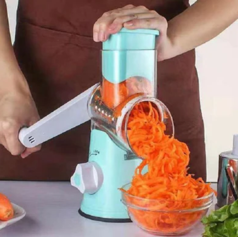 Razatoare manuala Tabletop Drum Grater pentru legume cu 3 lame interschimbabile
