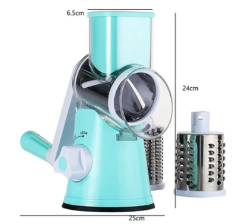 Razatoare manuala Tabletop Drum Grater pentru legume cu 3 lame interschimbabile