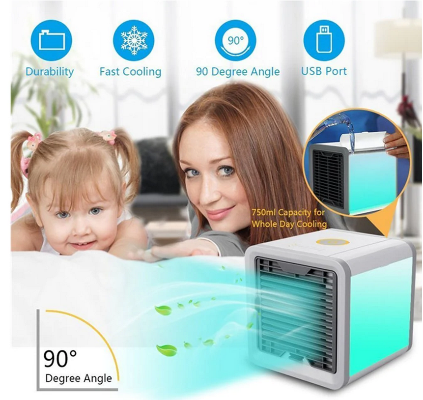 Mini aparat portabil pentru racit aerul, lumina ambientala, alimentare USB