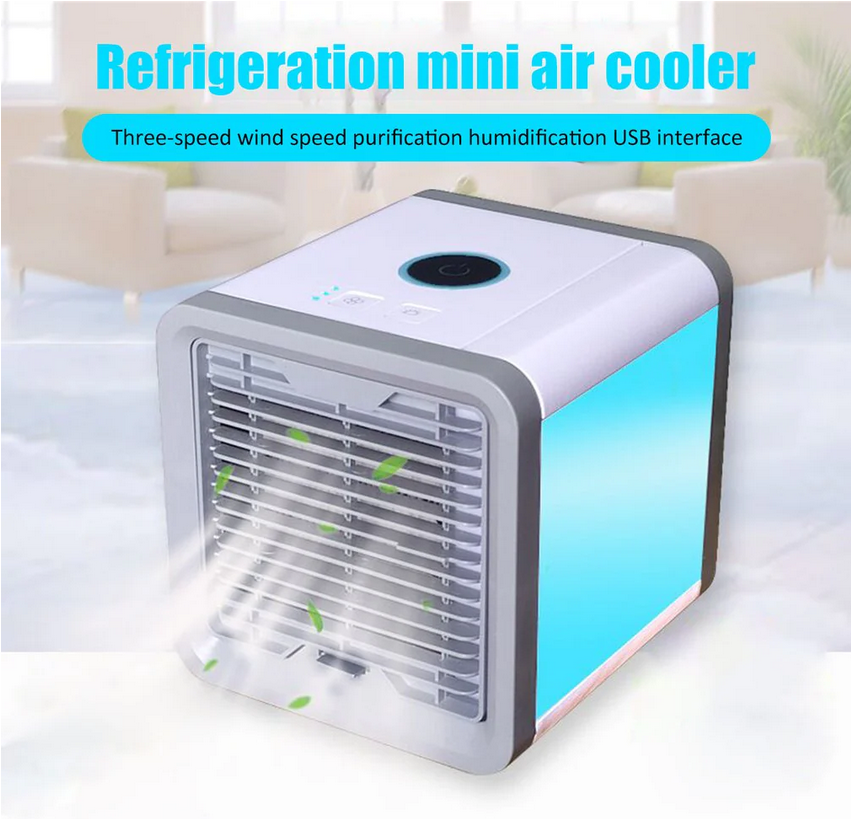 Mini aparat portabil pentru racit aerul, lumina ambientala, alimentare USB