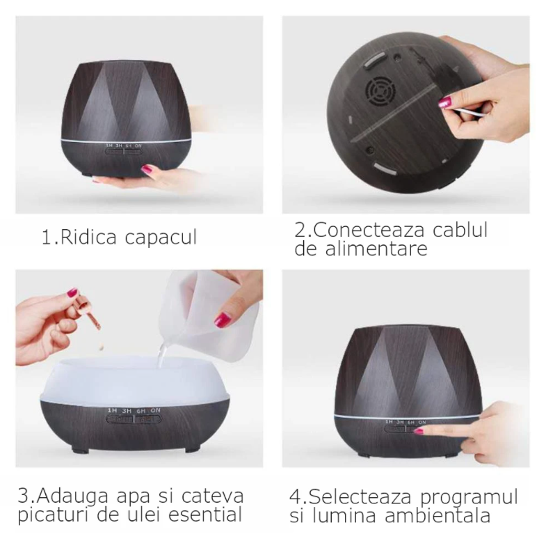 DIFUZOR AROMATERAPIE DIAMOND HARMONY !!!! Set 4 uleiuri esentiale pentru aromaterapie, 4 x 10 ml