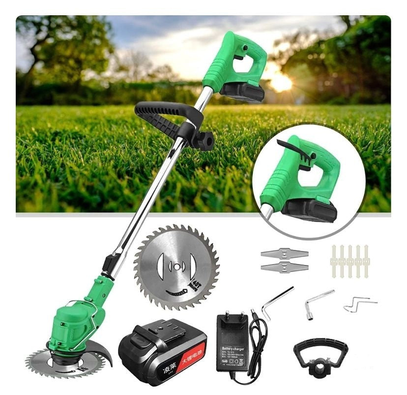 Motocoasa Electrica, 24 V, 4000 Mah , 1 acumulator + 2 LAMPI SOLARE LED PENTRU CURTE SAU GRADINA CU EFECT FLACARA