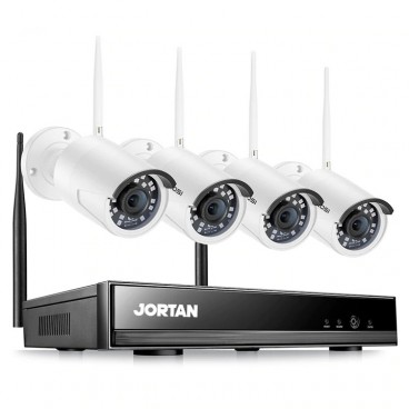 Sistem de supraveghere Wireless Jortan, 4 camere, HDMI, Infrarosu, Vizualizare pe Telefon Pachet cu HARD-DISK Optional