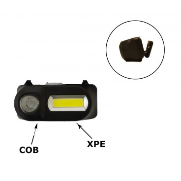 Lanterna frontala cu acumulator si doua surse iluminare individuale COB/XPE