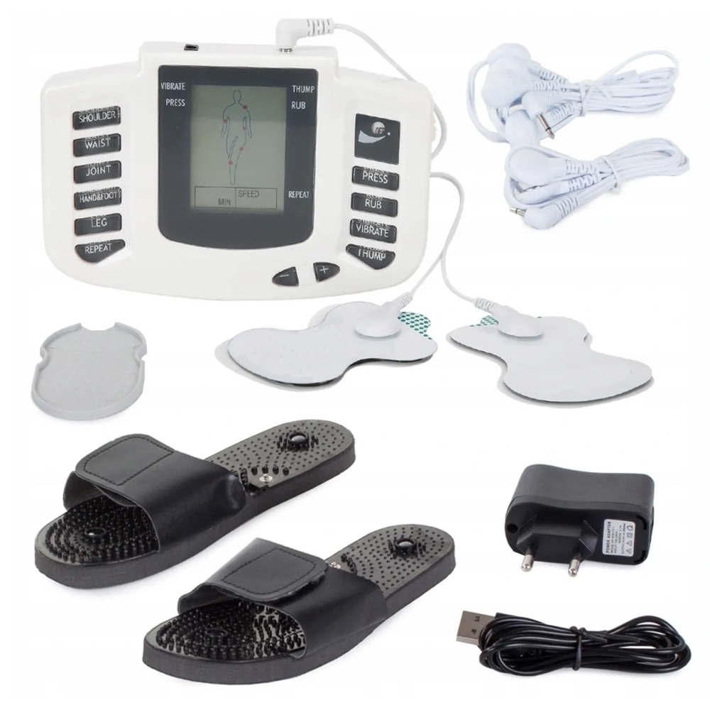 Product Image for Aparat de electrostimulare cu 2 canale, 4 paduri si papuci terapie
